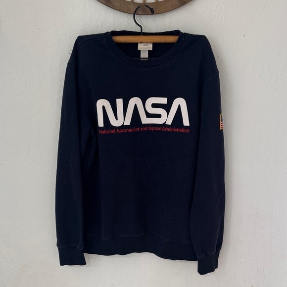H&M Other - H&M Men’s Small NASA Navy Blue Crewneck Pullover Hoodie